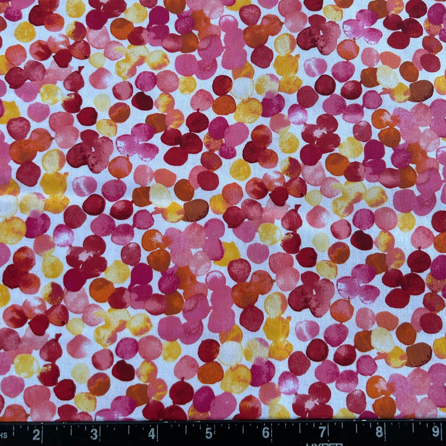 100% Cotton Fabric by The Yard for Quilt, Craft, DIY Projects... - 42" Wide (Yellow Pink Red Watercolor Dots)