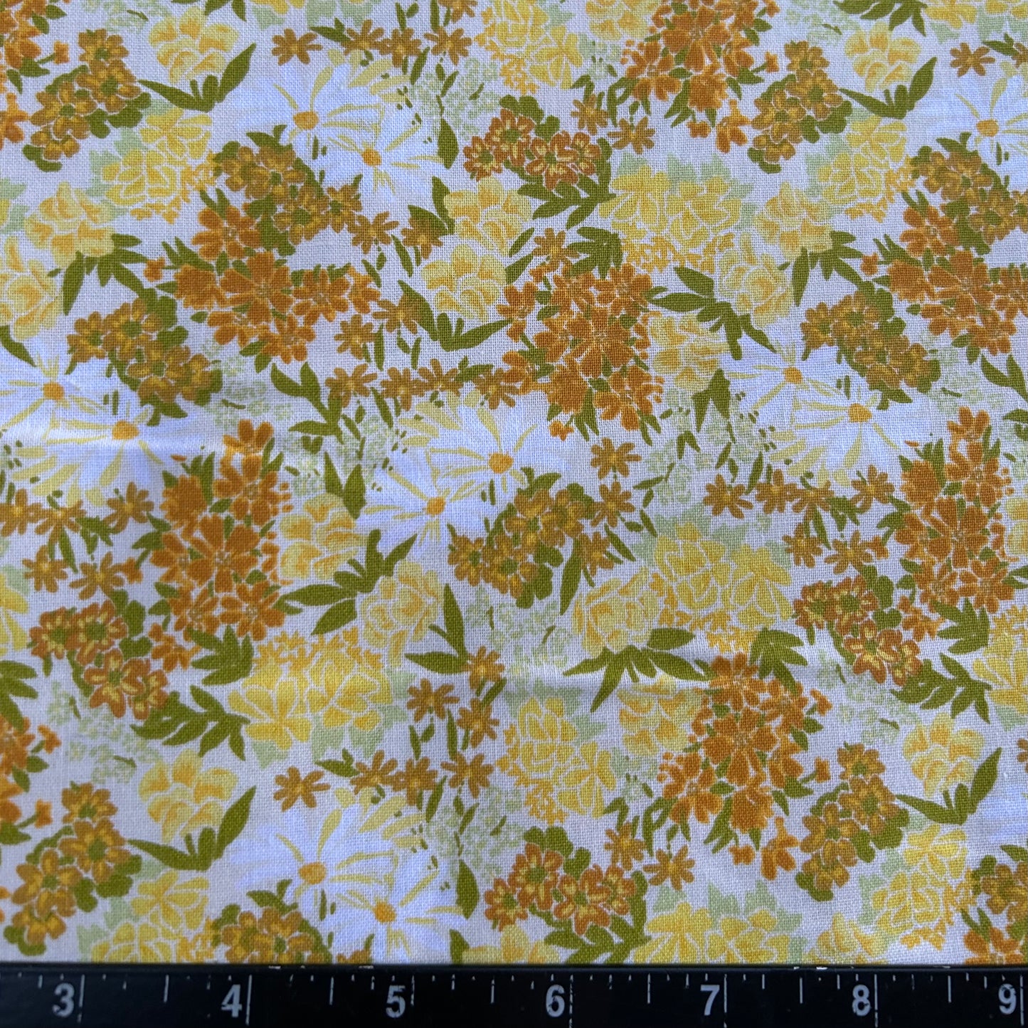 100% Cotton Fabric by The Yard for Quilt, Craft, DIY Projects... - 42" Wide (Yellow White Wildflowers on White)