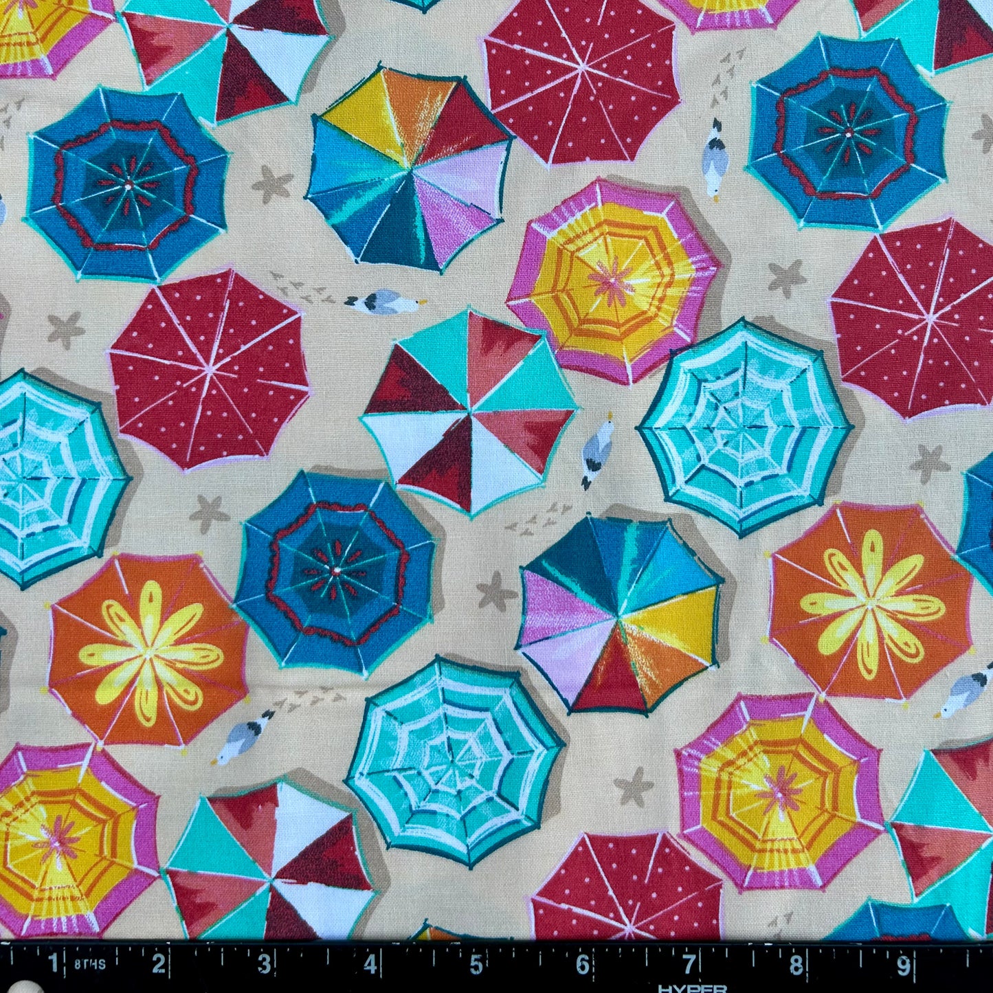 100% Cotton Fabric by The Yard for Quilt, Craft, DIY Projects... - 42" Wide (Summer Beach Umbrellas)