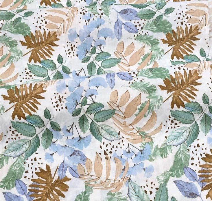 Tropical Leaves - 100% Cotton Fabric by The Yard - 62" Wide for Sewing, Quilting, DIY Projects...
