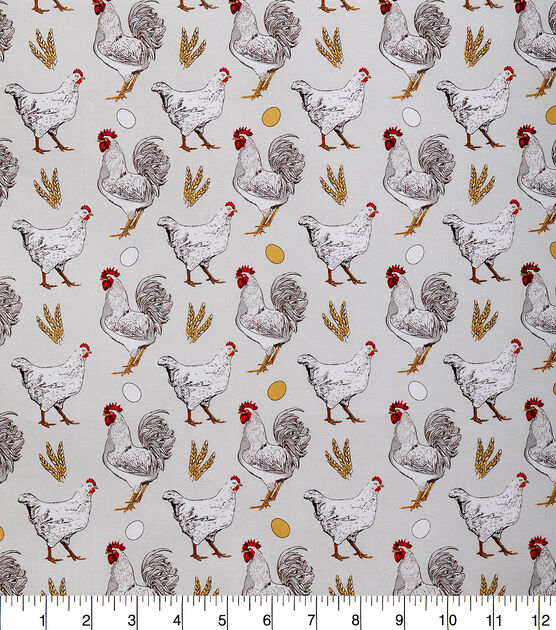 Chicken Egg Hen Rooster - 100% Cotton Fabric by The Yard - 43
