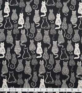 Black Cat Kitten - 100% Cotton Fabric by The Yard - 43" Wide