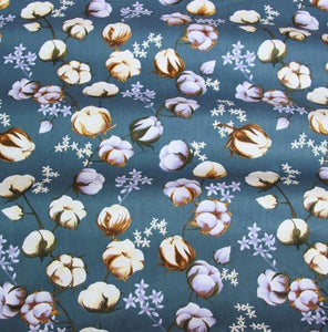 100% Cotton Fabric by The Yard for Sewing, Quilting, DIY Crafts - 62 Inches Wide (Cotton Bolls Flower Buds)