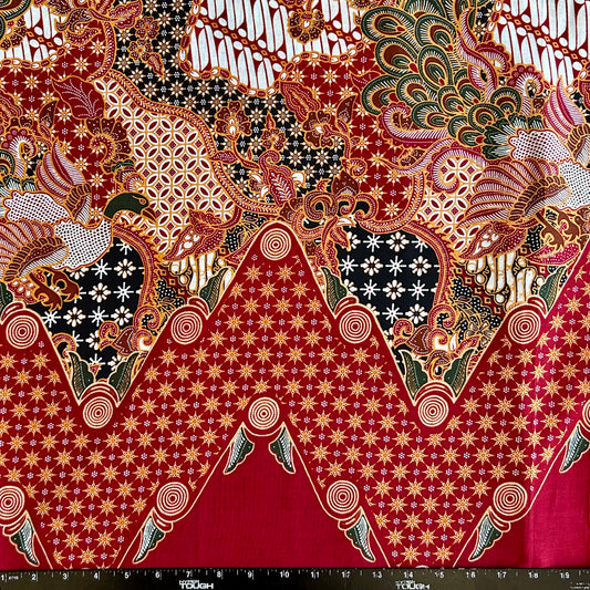 2.3 Yards Batik Pattern Printing Fabric for Sarong, Dress, Sewing, Quilting, DIY Crafts - 42 Inches Wide