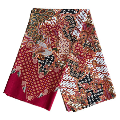 2.3 Yards Batik Pattern Printing Fabric for Sarong, Dress, Sewing, Quilting, DIY Crafts - 42 Inches Wide