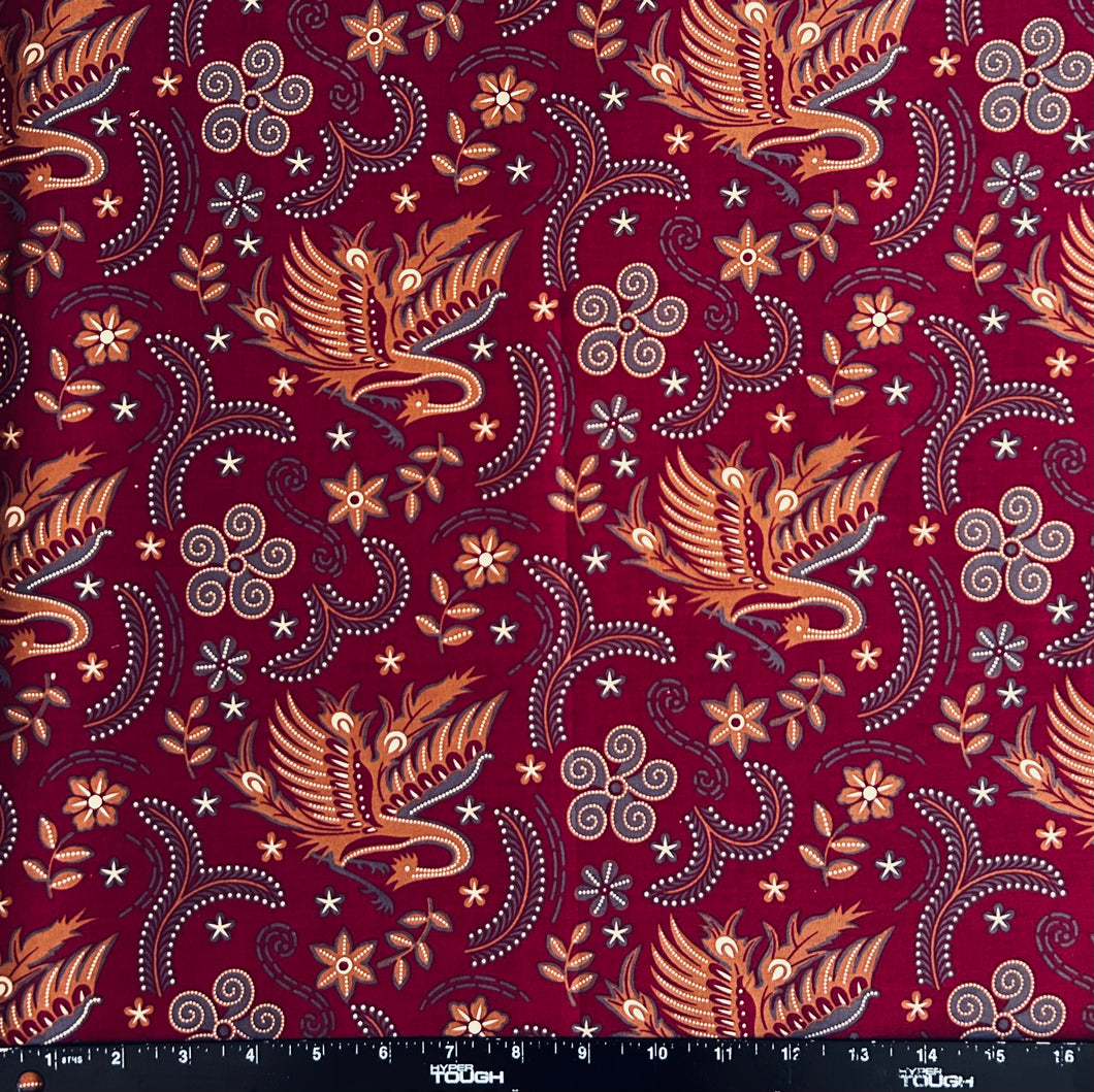 2.3 Yards Batik Pattern Printing Fabric for Sarong, Dress, Sewing, Quilting, DIY Crafts - 42 Inches Wide