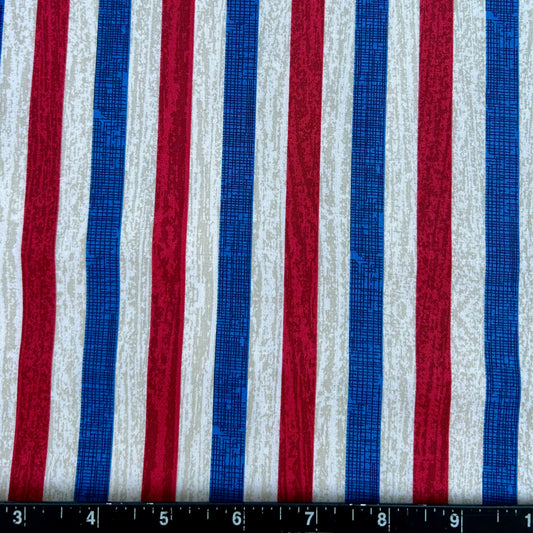 100% Cotton Fabric by The Yard for Quilt, Craft, DIY Projects... - 42" Wide (Patriotic Red White Blue Stripes)