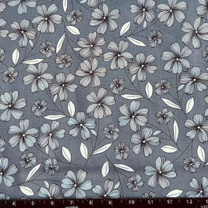 100% Cotton Fabric by The Yard for Quilt, Craft, DIY Projects... - 42" Wide (Flowers on Gray)