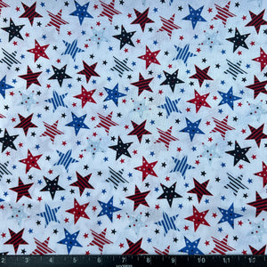 100% Cotton Fabric by The Yard for Quilt, Craft, DIY Projects... - 42" Wide (Patriotic Red White Blue Stars)
