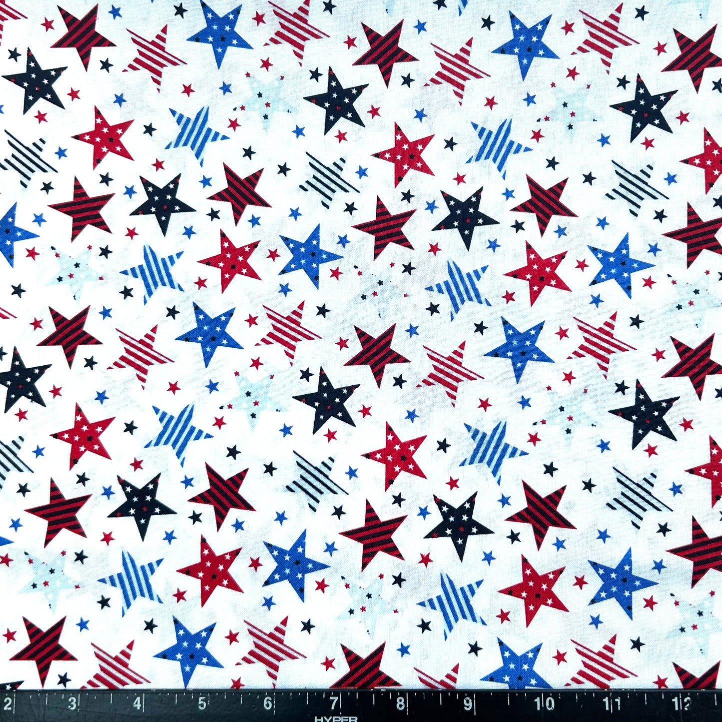100% Cotton Fabric by The Yard for Quilt, Craft, DIY Projects... - 42" Wide (Patriotic Red White Blue Stars)