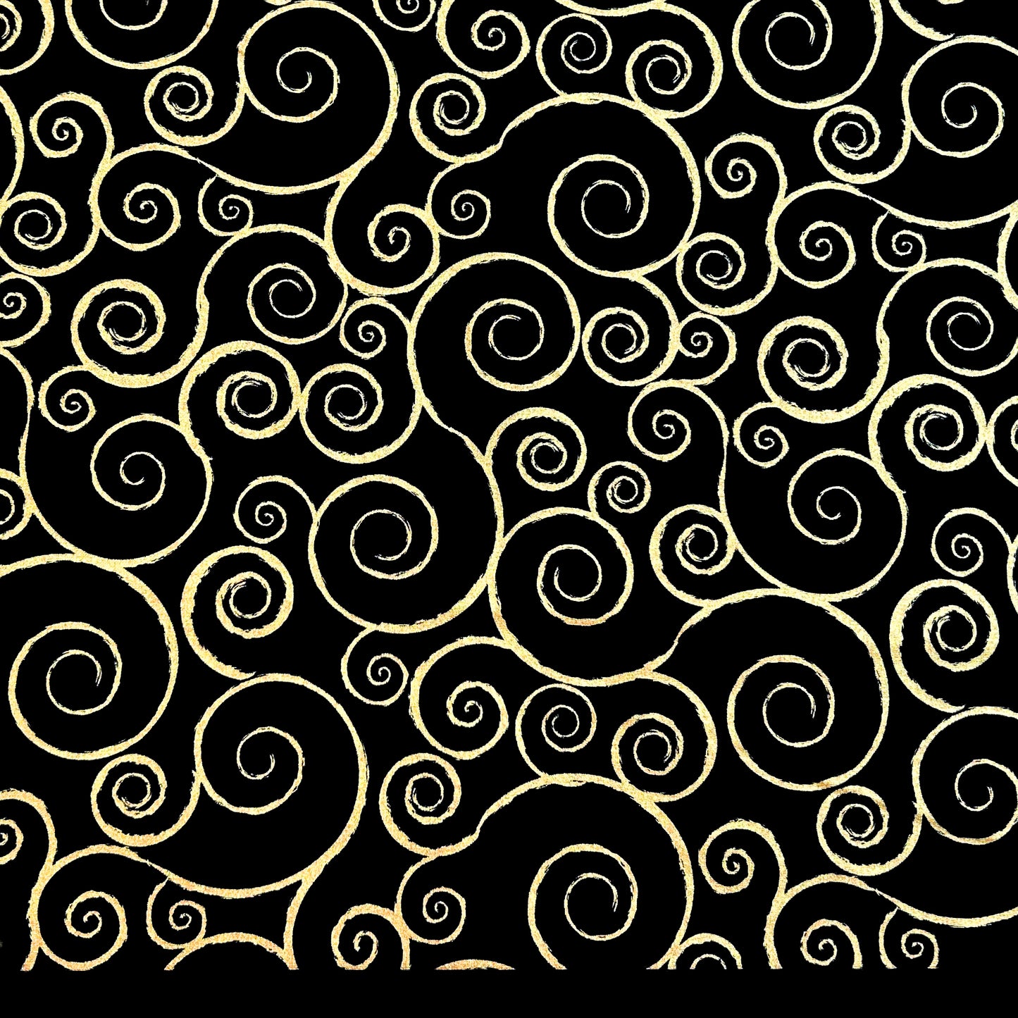 100% Cotton Fabric by The Yard for Quilt, Craft, DIY Projects... - 42" Wide (Gold Swirls on Black)