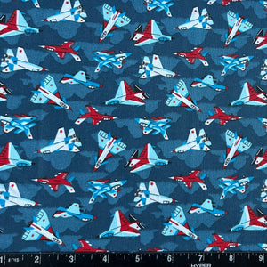 100% Cotton Fabric by The Yard for Quilt, Craft, DIY Projects... - 42" Wide (Patriotic Red White Blue Jets Planes)