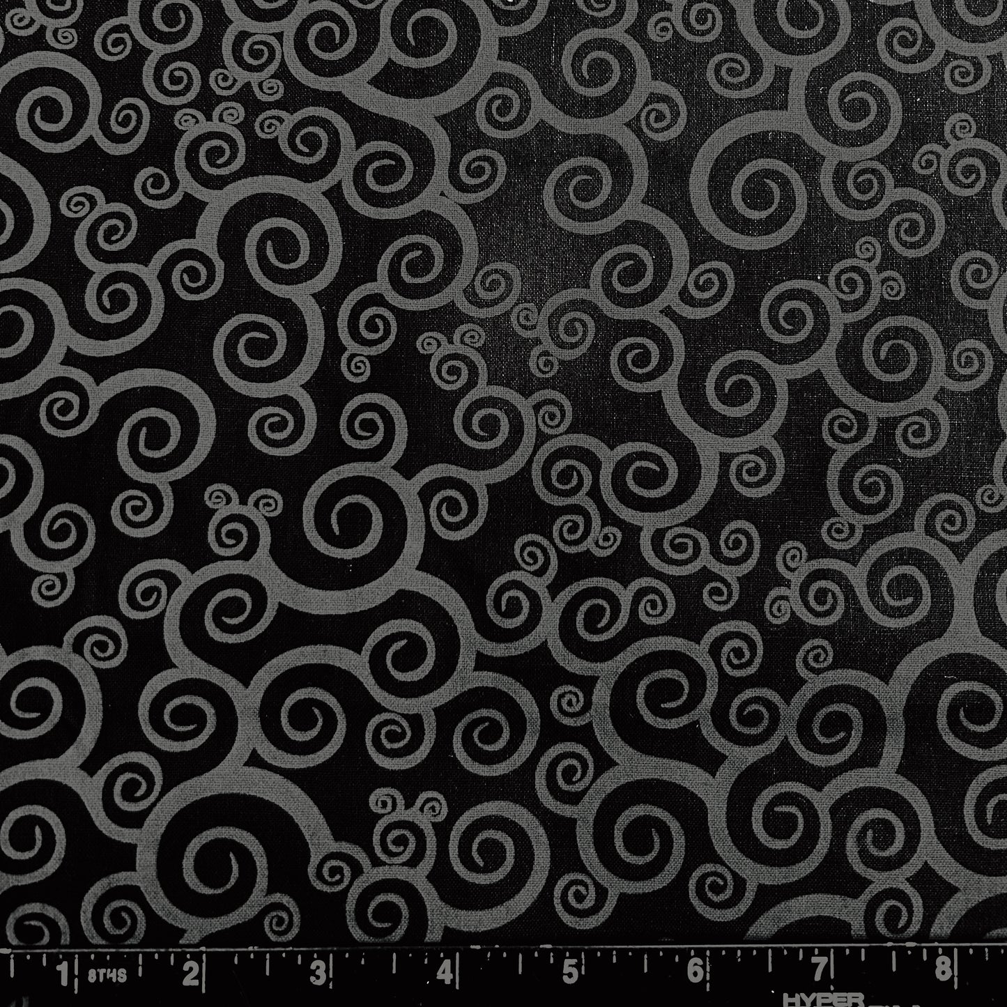 100% Cotton Fabric by The Yard for Quilt, Craft, DIY Projects... - 42" Wide (Grey Swirls on Black)