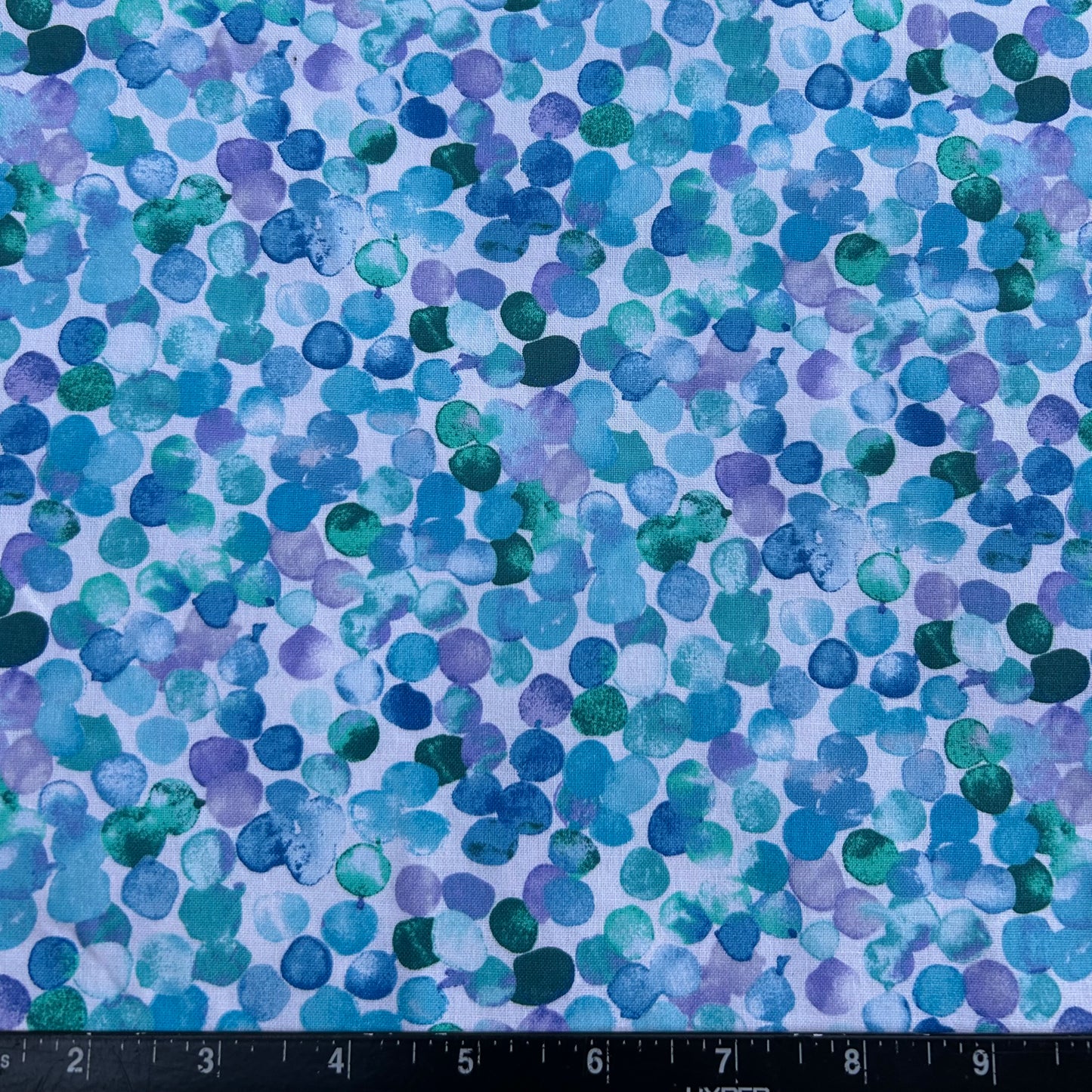 100% Cotton Fabric by The Yard for Quilt, Craft, DIY Projects... - 42" Wide (Blue Purple Watercolor Dots)