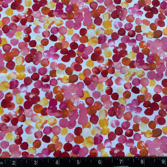 100% Cotton Fabric by The Yard for Quilt, Craft, DIY Projects... - 42" Wide (Yellow Pink Red Watercolor Dots)