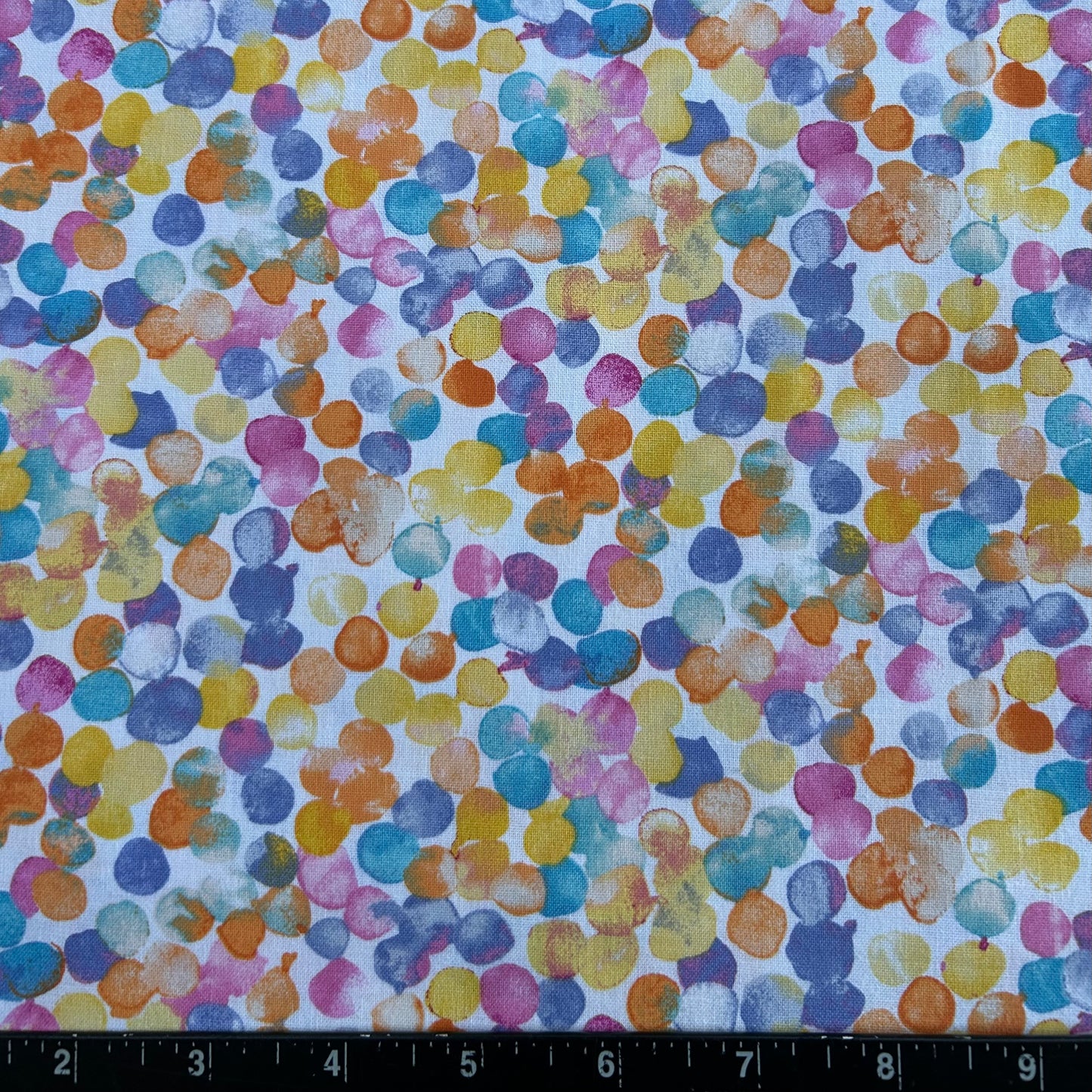 100% Cotton Fabric by The Yard for Quilt, Craft, DIY Projects... - 42" Wide (Yellow Blue Red Watercolor Dots)