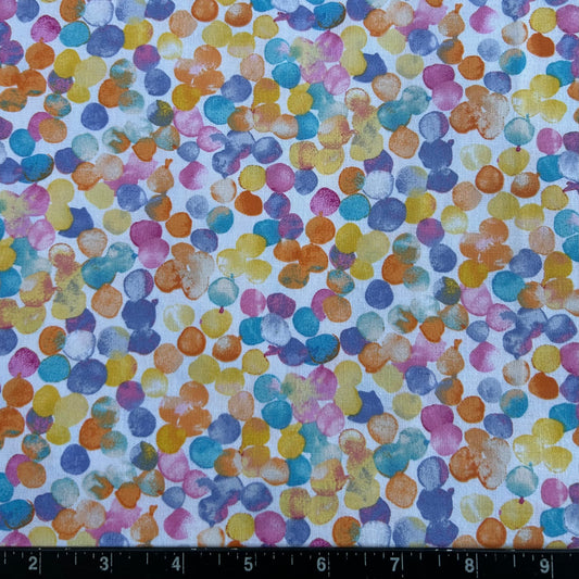 100% Cotton Fabric by The Yard for Quilt, Craft, DIY Projects... - 42" Wide (Yellow Blue Red Watercolor Dots)