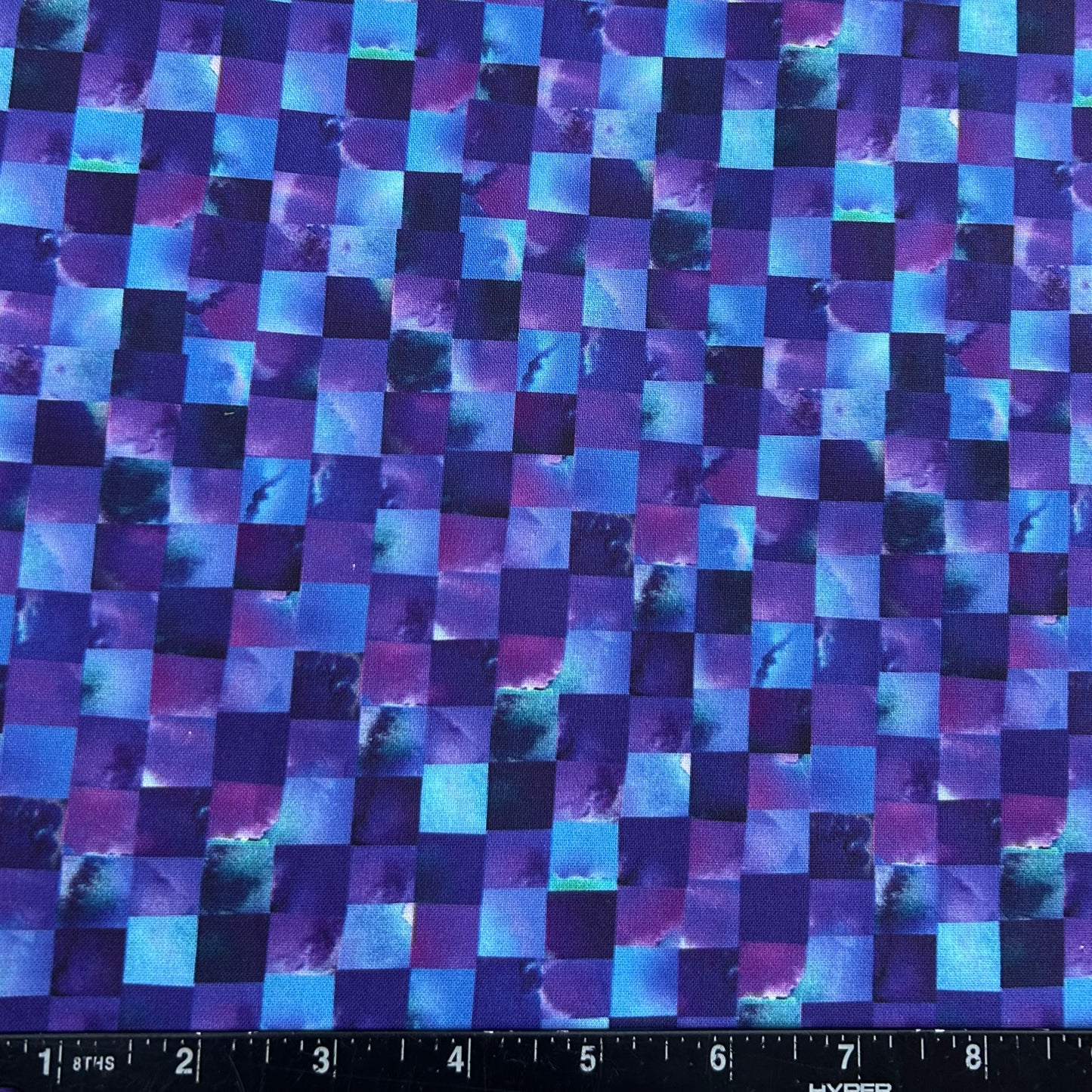 100% Cotton Fabric by The Yard for Quilt, Craft, DIY Projects... - 42" Wide (Purple Blue Squared Mosaic)
