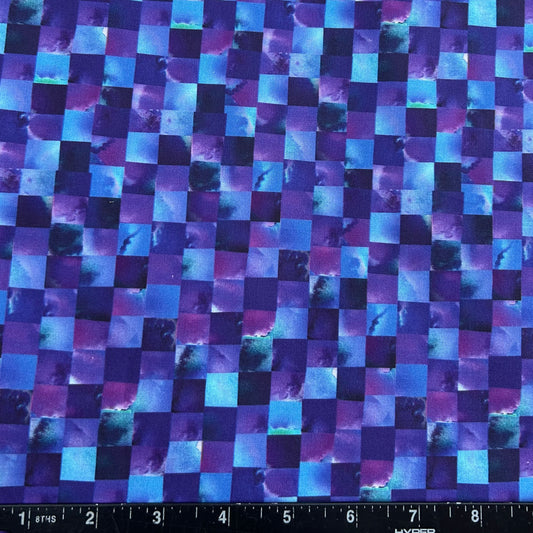100% Cotton Fabric by The Yard for Quilt, Craft, DIY Projects... - 42" Wide (Purple Blue Squared Mosaic)
