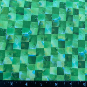 100% Cotton Fabric by The Yard for Quilt, Craft, DIY Projects... - 42" Wide (Green Squared Mosaic)