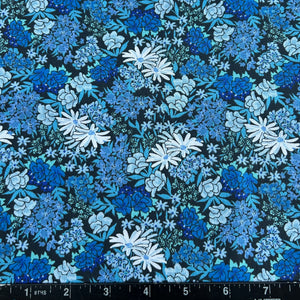 100% Cotton Fabric by The Yard for Quilt, Craft, DIY Projects... - 42" Wide (Blue White Wildflowers on Black)