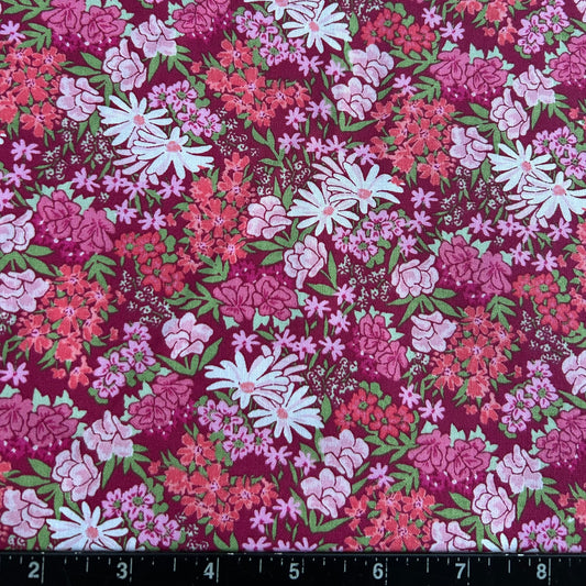 100% Cotton Fabric by The Yard for Quilt, Craft, DIY Projects... - 42" Wide (Pink White Wildflowers on Pink)
