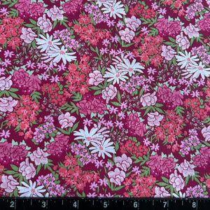100% Cotton Fabric by The Yard for Quilt, Craft, DIY Projects... - 42" Wide (Pink White Wildflowers on Pink)