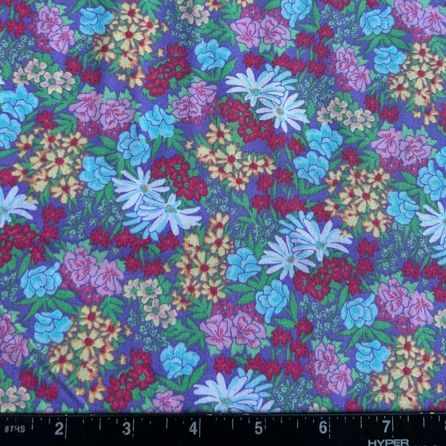 100% Cotton Fabric by The Yard for Quilt, Craft, DIY Projects... - 42" Wide (Pink White Wildflowers on Purple)