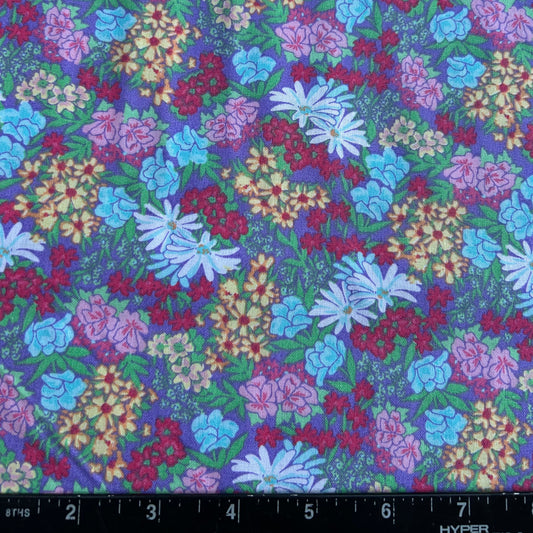 100% Cotton Fabric by The Yard for Quilt, Craft, DIY Projects... - 42" Wide (Pink White Wildflowers on Purple)