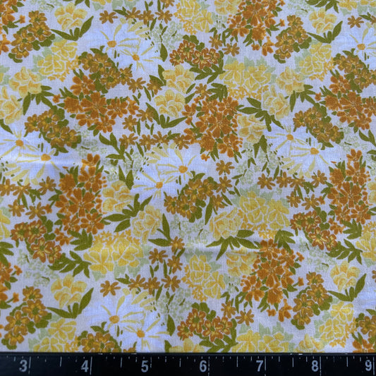 100% Cotton Fabric by The Yard for Quilt, Craft, DIY Projects... - 42" Wide (Yellow White Wildflowers on White)