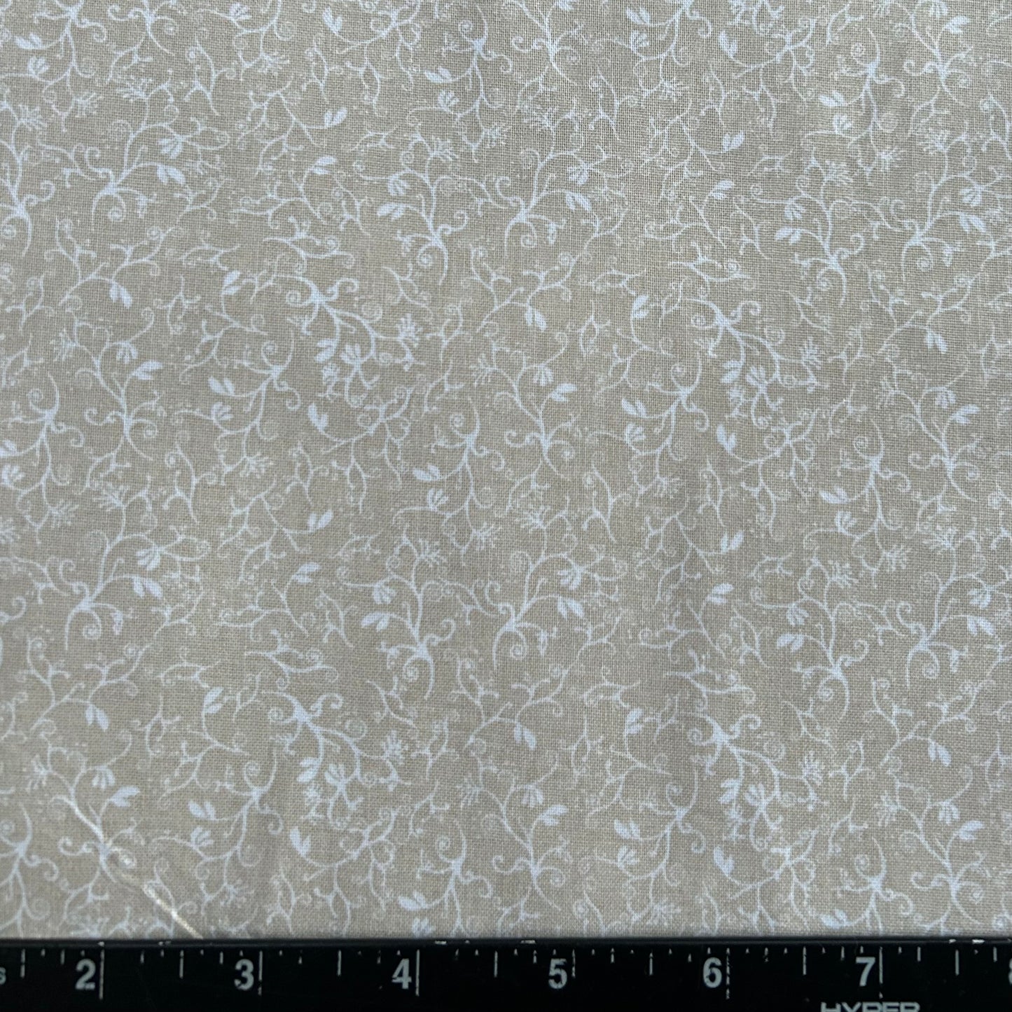 100% Cotton Fabric by The Yard for Quilt, Craft, DIY Projects... - 42" Wide (White Flower Vines on Beige)