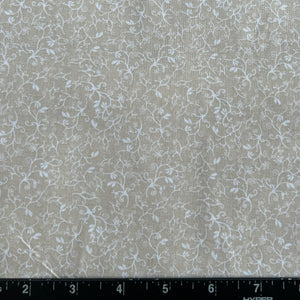 100% Cotton Fabric by The Yard for Quilt, Craft, DIY Projects... - 42" Wide (White Flower Vines on Beige)