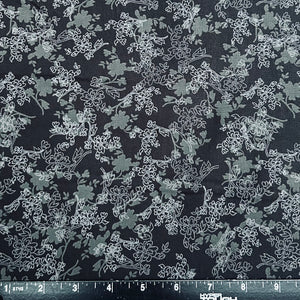 100% Cotton Fabric by The Yard for Quilt, Craft, DIY Projects... - 42" Wide (White Flower on Black)
