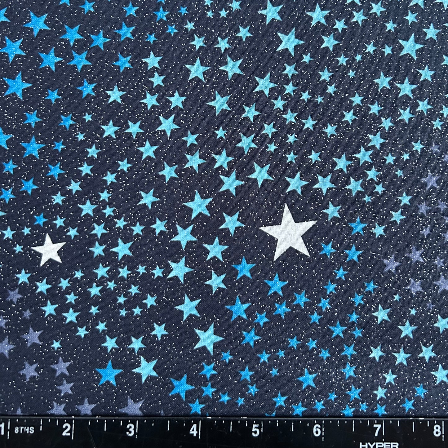 100% Cotton Fabric by The Yard for Quilt, Craft, DIY Projects... - 42" Wide (Stars on Navy Background with Glitter)