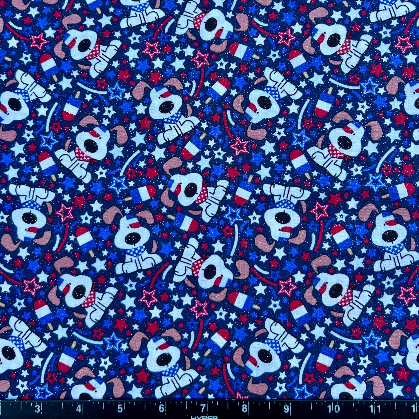 100% Cotton Fabric by The Yard for Quilt, Craft, DIY Projects... - 42" Wide (Patriotic Red White Blue Stars Dogs)