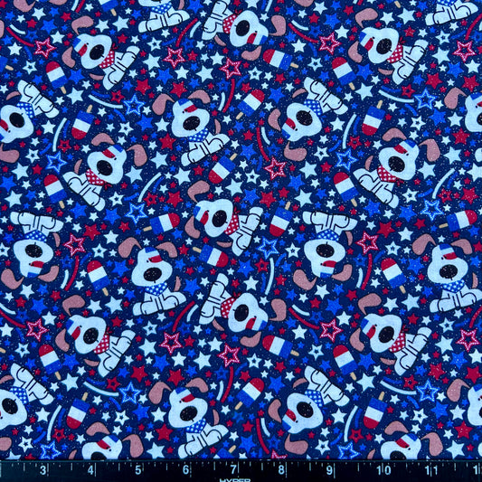 100% Cotton Fabric by The Yard for Quilt, Craft, DIY Projects... - 42" Wide (Patriotic Red White Blue Stars Dogs)