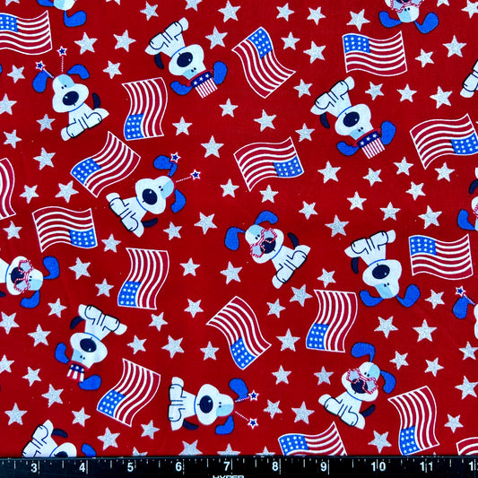 100% Cotton Fabric by The Yard for Quilt, Craft, DIY Projects... - 42" Wide (Patriotic Red Dogs)