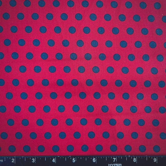 100% Cotton Fabric by The Yard for Quilt, Craft, DIY Projects... - 42" Wide (Black Polka Dots on Dark Red Background)