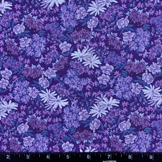 100% Cotton Fabric by The Yard for Quilt, Craft, DIY Projects... - 42" Wide (Small Purple Flower Garden)