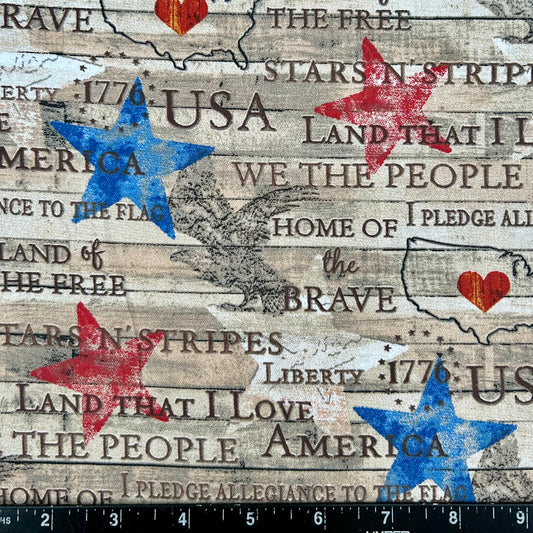 100% Cotton Fabric by The Yard for Quilt, Craft, DIY Projects... - 42" Wide (Patriotic USA Map)