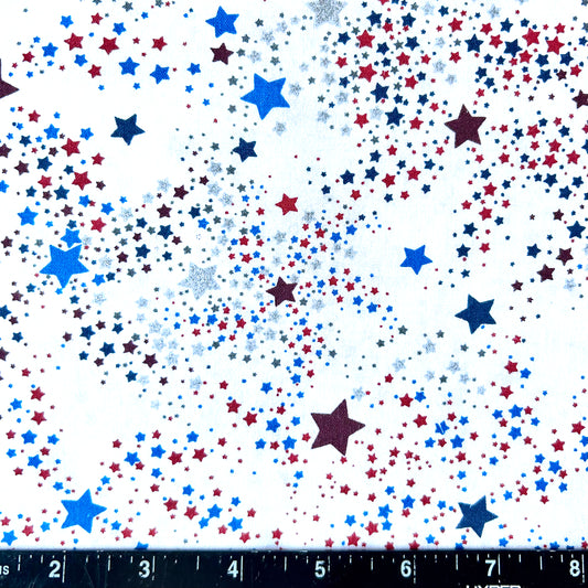 100% Cotton Fabric by The Yard - 43" Wide - Patriotic Red White Blue Stars