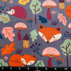 100% Cotton Fabric by The Yard for Sewing, Quilting, DIY Crafts - 62 Inches Wide (Fox Hedgehog in the Wood)