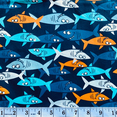 100% Cotton Fabric by The Yard for Sewing, Quilting, DIY Crafts - 62 Inches Wide - Ocean Shark