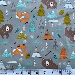 100% Cotton Fabric by The Yard for Sewing, Quilting, DIY Crafts - 62 Inches Wide - FoX Bear Woodland