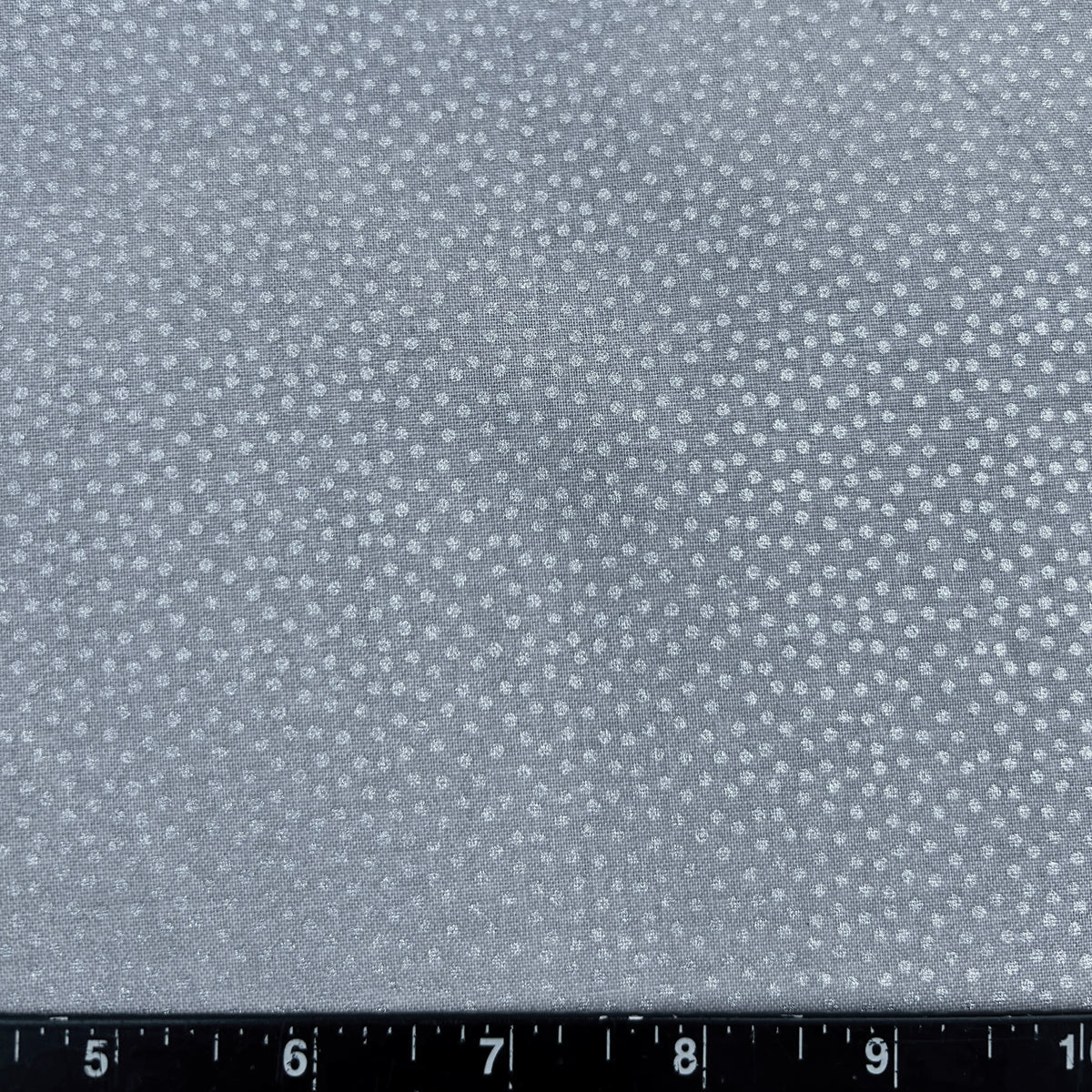 SILVER METALLIC DOTS ON GREY COTTON FABRIC