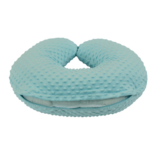 Cover only. Breastfeeding Pillow Cover - Nursing Pillow Slipcover with Zipper. Light Blue Bubble Dot Minky