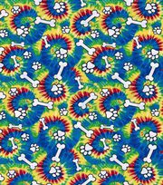 100% Cotton Fabric by The Yard for Quilt, Craft, DIY Projects... - 43" Wide (Tie Dye Swirls Puppy Paw)
