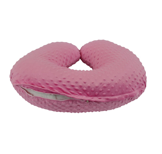 Cover only. Breastfeeding Pillow Cover - Nursing Pillow Slipcover with Zipper. Pink Bubble Dot Minky