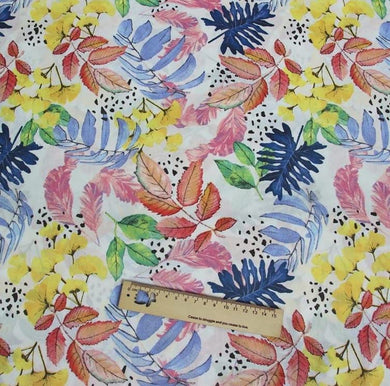 Tropical Leaves - 100% Cotton  Fabric by The Yard - 62