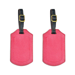 Set of 2 Handmade Genuine Leather Travel ID Luggage Tags (Assorted Colors)
